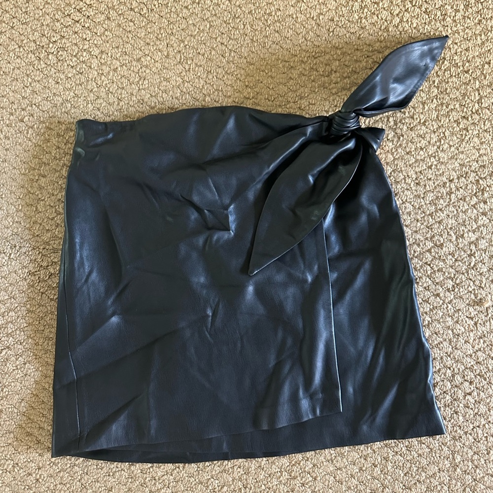 Mango Black Faux Leather Pencil Skirt